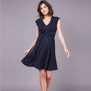 Maternity Dress- Navy Dot Empire Waist